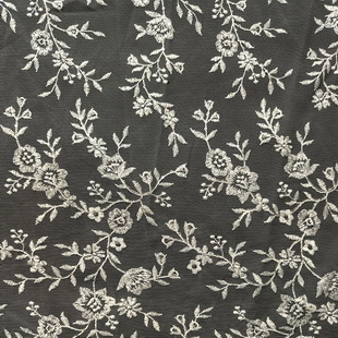 XF6049 Off White Shiny Lace Embroidery Fabric Light For Bridal Tulle