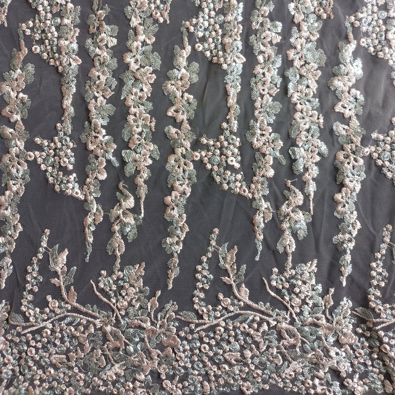 XF6038 Spangle Blue Grey Tulle Embroidery Lace Fabric For Dress