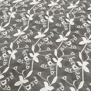 XF6086 Embroidered Mesh Lace Fabric Tulle With Flowers for Wedding Dress