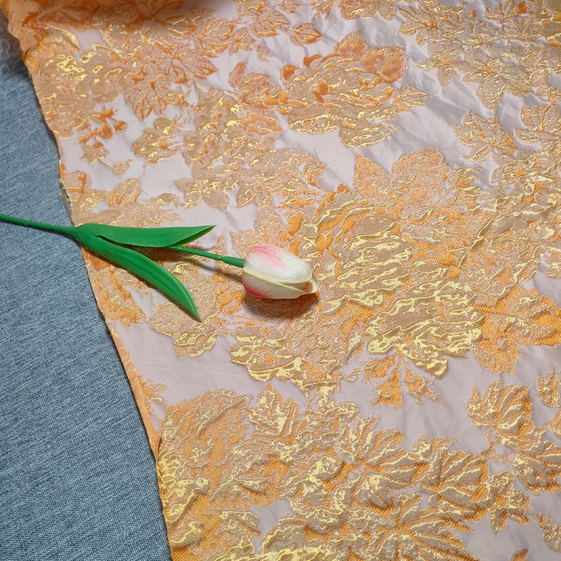 Fancy Stretch Polyester Metallic Lurex Woven Luxury Shiny 3d Brocade Jacquard Fabric for Clothing Dress BJ044