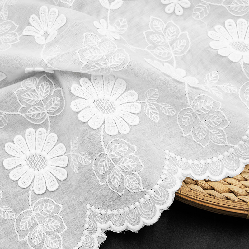 Lovely 3D Cotton Embroidery Lace Fabric Beautifully Embroidered Three-Dimensional Flower for Ready-to-Wear Hanfu Children's XE307