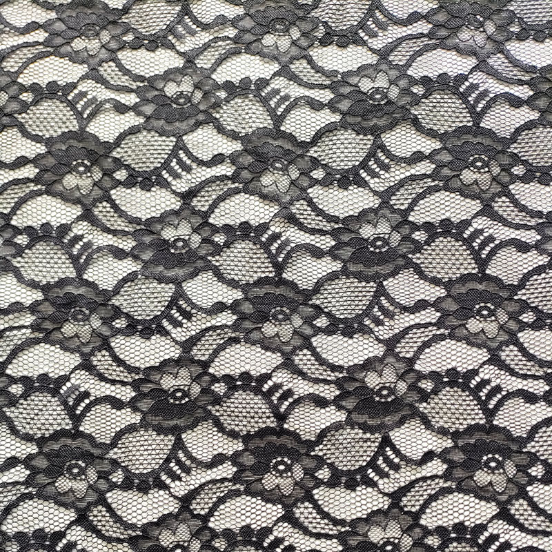 Luxury Sexy Stretch Polyester French Lingerie with Heavy Embroidery for Elegant Style Black Floral Lace XL704