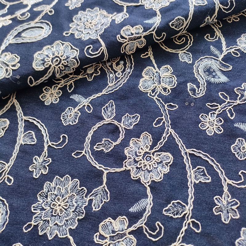 Embroidered Sequined Lace Fabric Wedding Gown Linen Fabric Dress Accessories XP3993