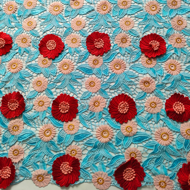 New Senegal High-End Guipure Cord Lace with Flower Embroidery for Couture Bridal Wear XS1764