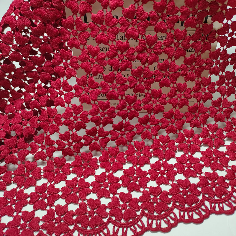 High Quality Red Heart African Dry Lace Fabric – 100% Polyester Embroidery Guipure XS1769
