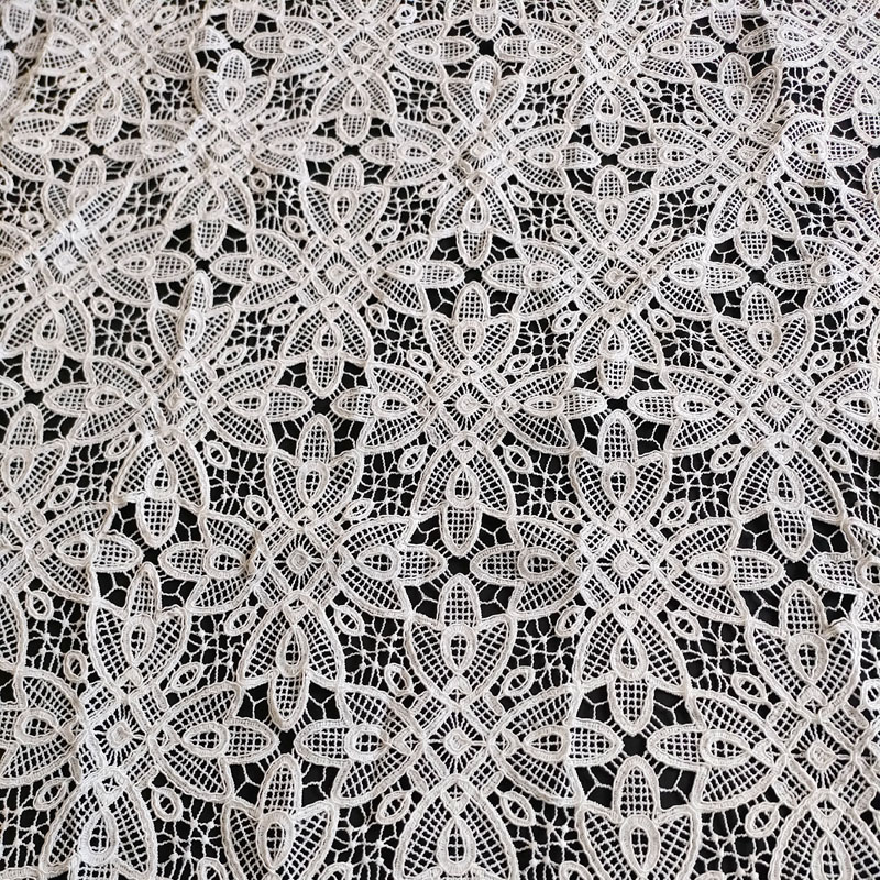 Pure Cotton Eco-Friendly Geometric Guipure Lace – Embroidered Crochet Hollow Cord Fabric GXS1772