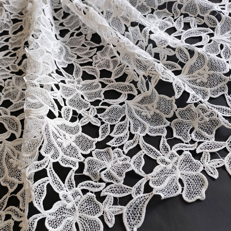 New Style Chemical Wedding Embroidery Guipure Fabric – Crocheted Vintage White Lace GXS1773