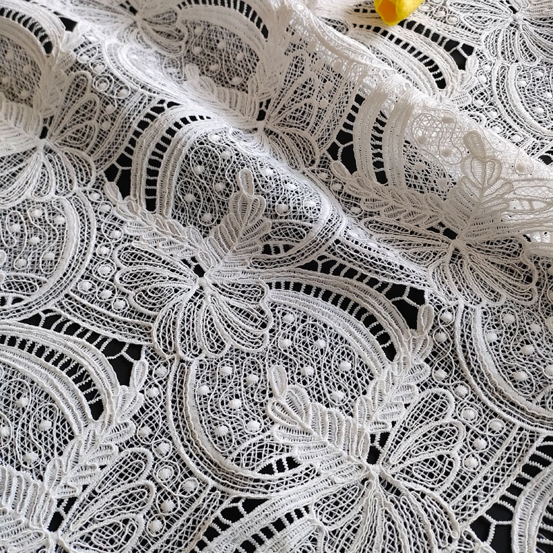 Elegant Paisley Pattern Guipure Lace Fabric – Eco-Friendly for Wedding Evening Dress GXS1776