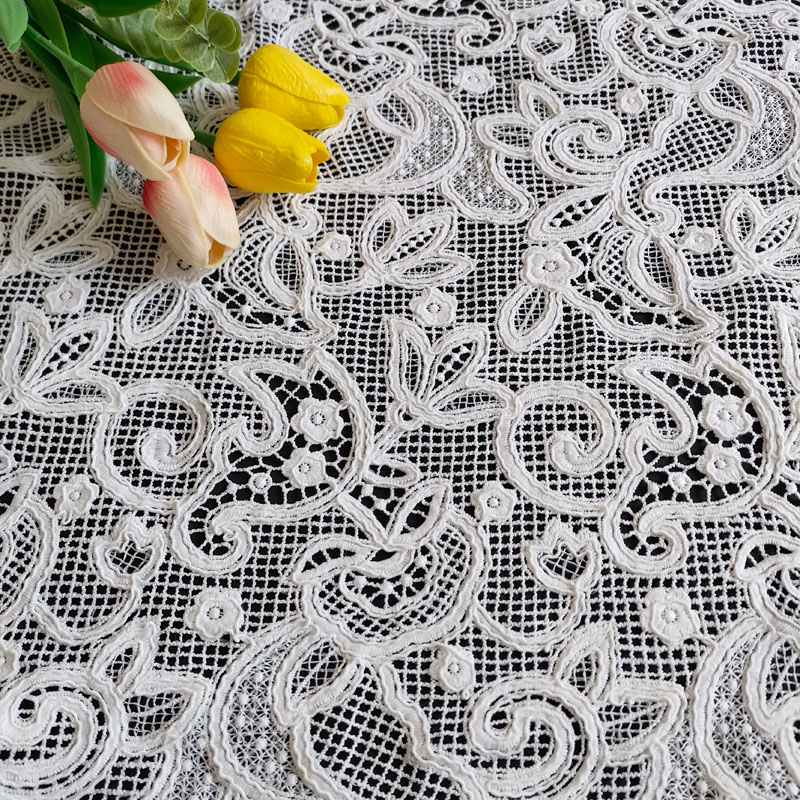 Floral Lace Fabric – Breathable Water-Soluble Corded Lace for Clothing Hawaiian Dress GXS1785