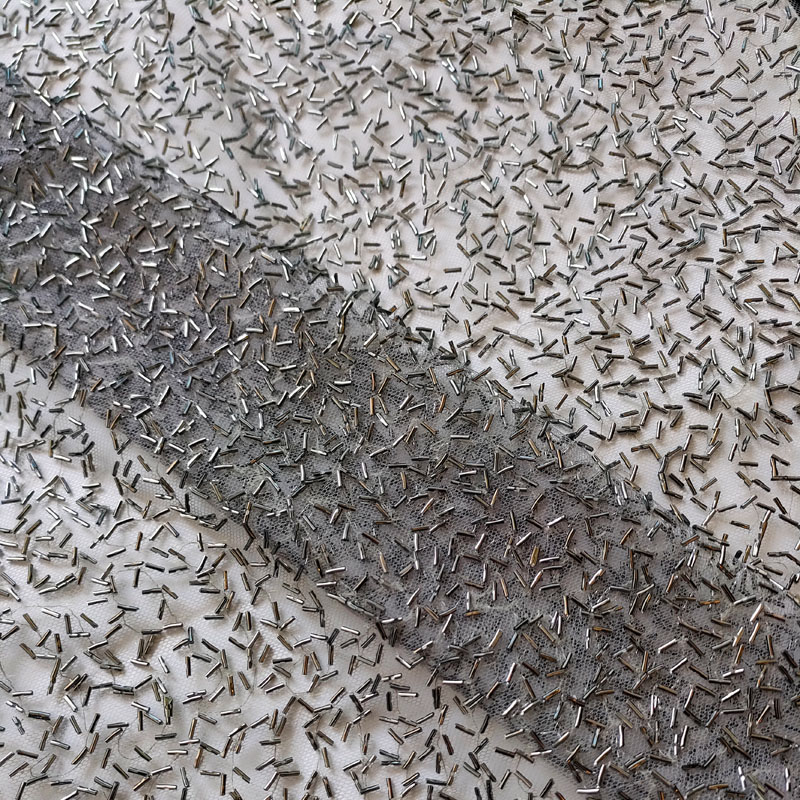 High-End Luxury Grey Beads Sequin Lace – Special Embroidery Tube Mesh Fabric XZ5322