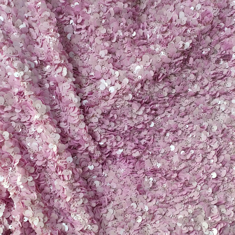 Luxury Pink Sequin Embroidery Chiffon Fabric for Women Skirt Evening Dress Fashion Bags XZ5323