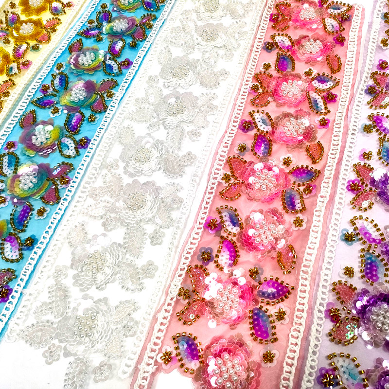 Elegant Custom-Made Embroidered Laces for Luxury Fashion Designers Bridal Wear XB201