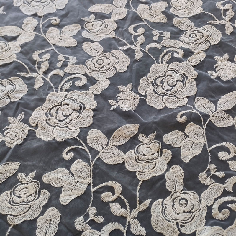 Cotton Voile Fabric with Floral Embroidery – Super Soft Breathable for Women & Girls XF6096
