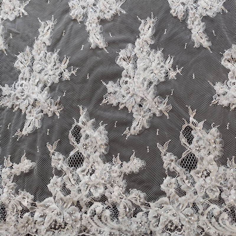 Top French Net Lace Supplier – High Quality Beaded Lace with Ribbon XW5305