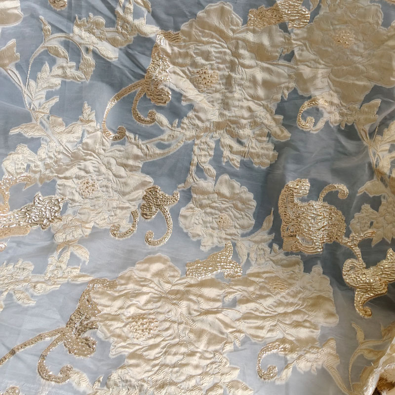 High Quality African Brocade Jacquard Lace Fabric for Nigerian Wedding Dress BJ047