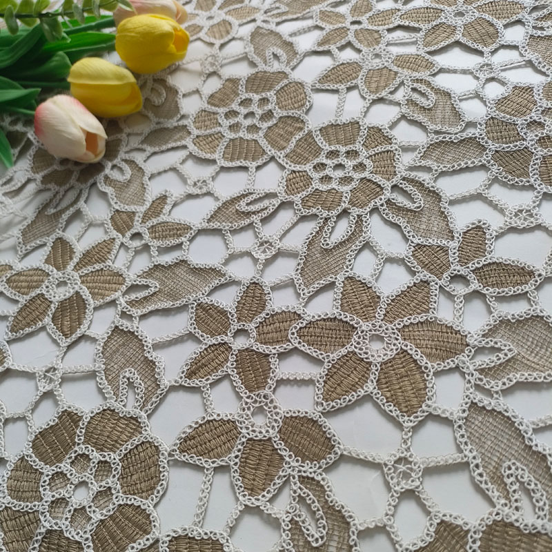 Wholesale Factory 3D Crochet Textile Cotton Fabric Hollow Out Crochet Fabric XP3996