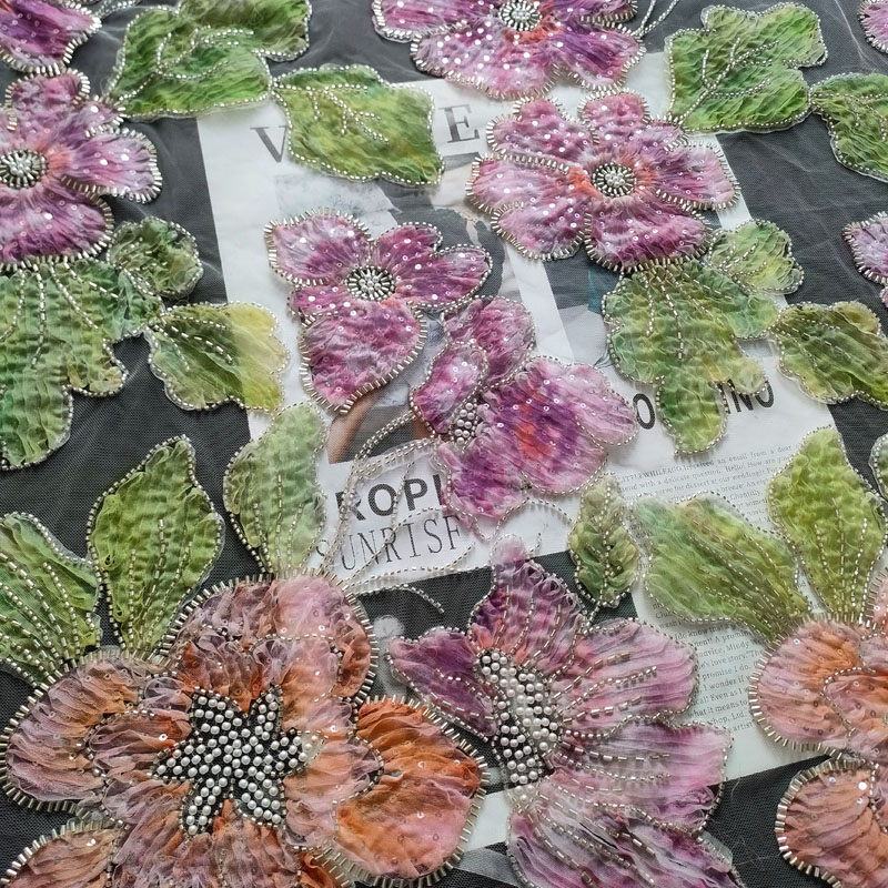 New Heavy French Lace 3D Floral Sequin Beaded Eco-Friendly Wedding Dress XW5325