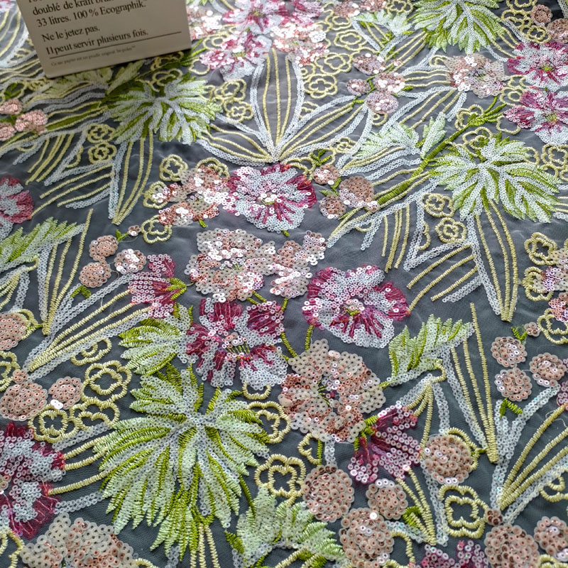 Fashion Sequin Embroidery Tulle Lace African Fabric XZ5340