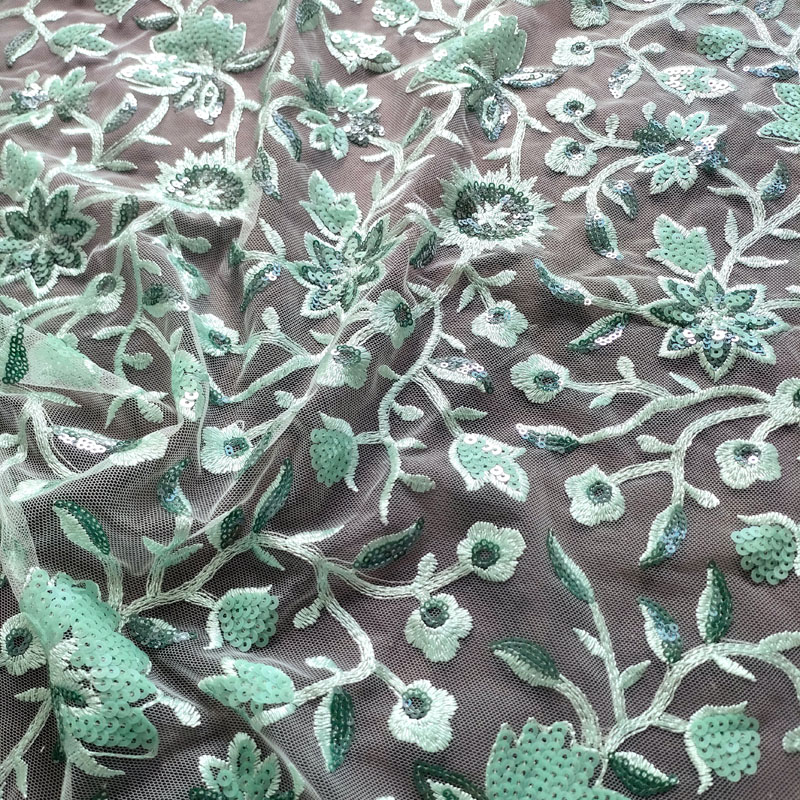 Luxury French Lace Fabric with Embroidery Sequin for Wedding XF6162