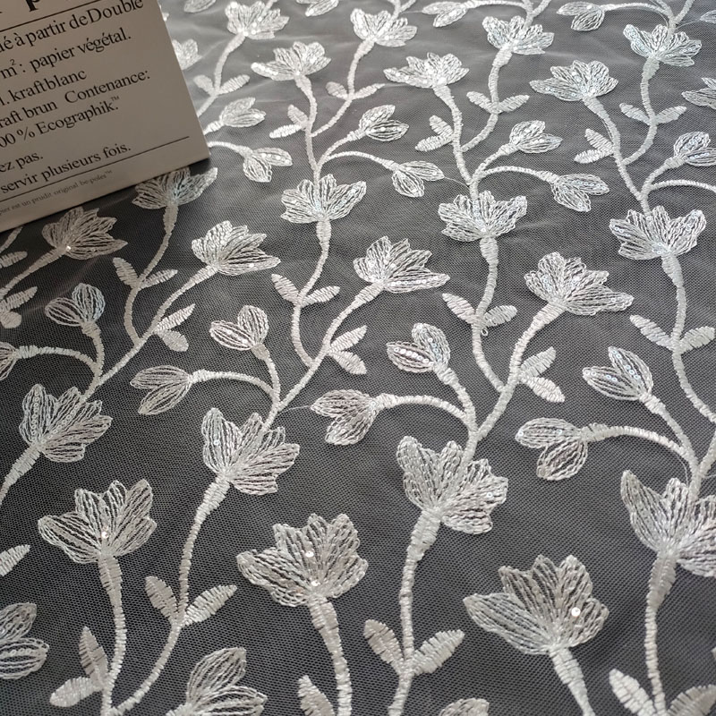 Factory Direct New Style French Bridal Embroidered 100% Polyester Tulle Lace Fabric For Wedding Garments XF6119