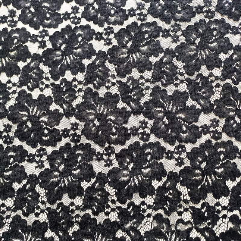 Black Floral Knitted Lace Fabric XL709