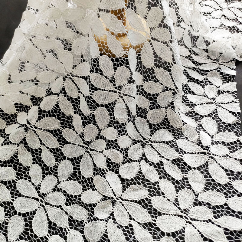 Black Leaf Floral Lace Fabric, Water Soluble Guipure Lace for Dress & Garment XL715