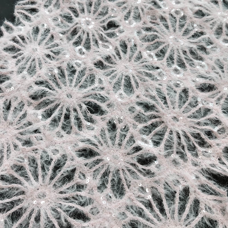 Black Sequin Sunflower Guipure Lace Fabric, Sparkly Water Soluble Lace for Evening & Party Dresses XP4023