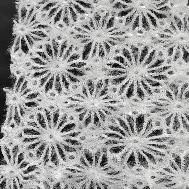 Black Sequin Sunflower Guipure Lace Fabric, Sparkly Water Soluble Lace for Evening & Party Dresses XP4023